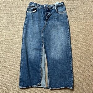 EUC Zara Denim Midi Skirt